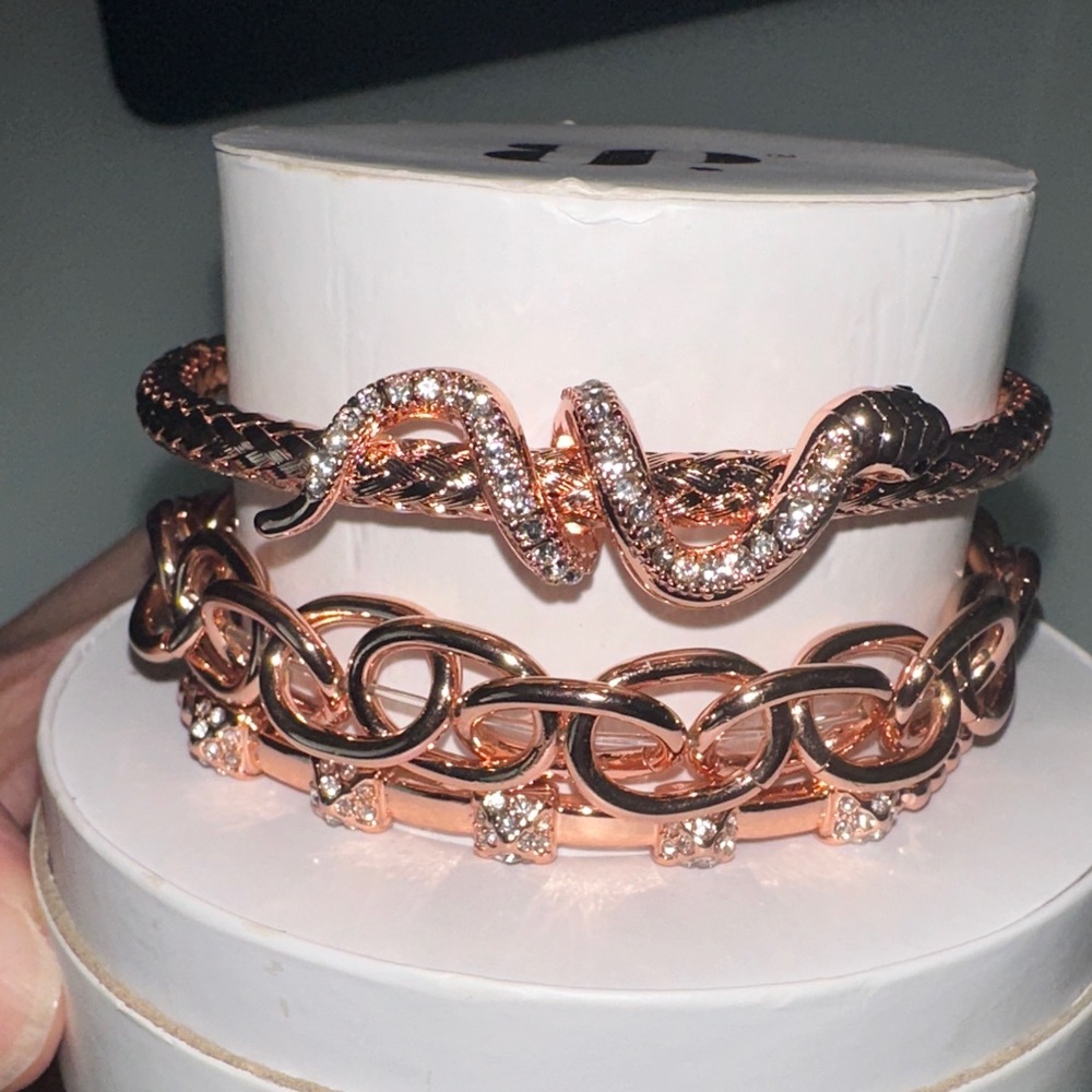 Rose Gold Snake Design Bracelet Trio